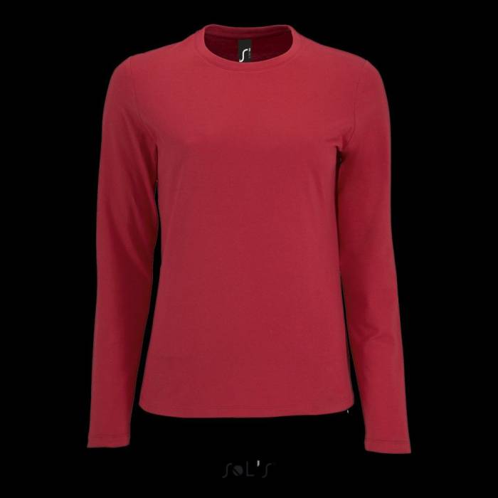 Sols Imperial hosszúujjú női pamut póló, Red, XL - Red<br><small>GO-SO02075RE-4</small>
