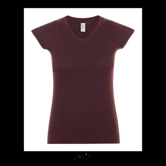 Sols Moon V-nyakú női póló, Oxblood, XL - Oxblood<br><small>GO-SO11388OX-4</small>