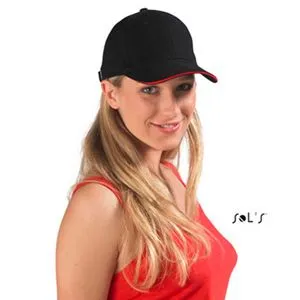 Sols Buffalo 6 paneles baseballsapka, Black/Red, U - Black/Red<br><small>GO-SO88100BL/RE-U</small>