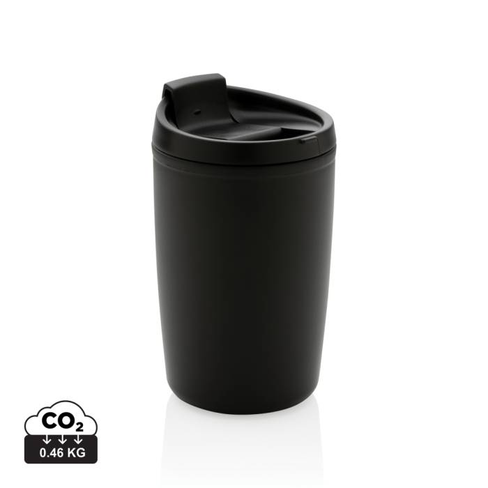 GRS újrahasznosított PP pohár felhajtható fedővel - fekete<br><small>XI-P433.081</small>