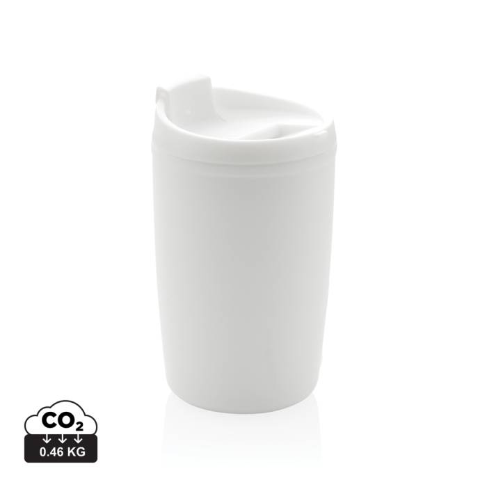 GRS újrahasznosított PP pohár felhajtható fedővel - fehér<br><small>XI-P433.083</small>