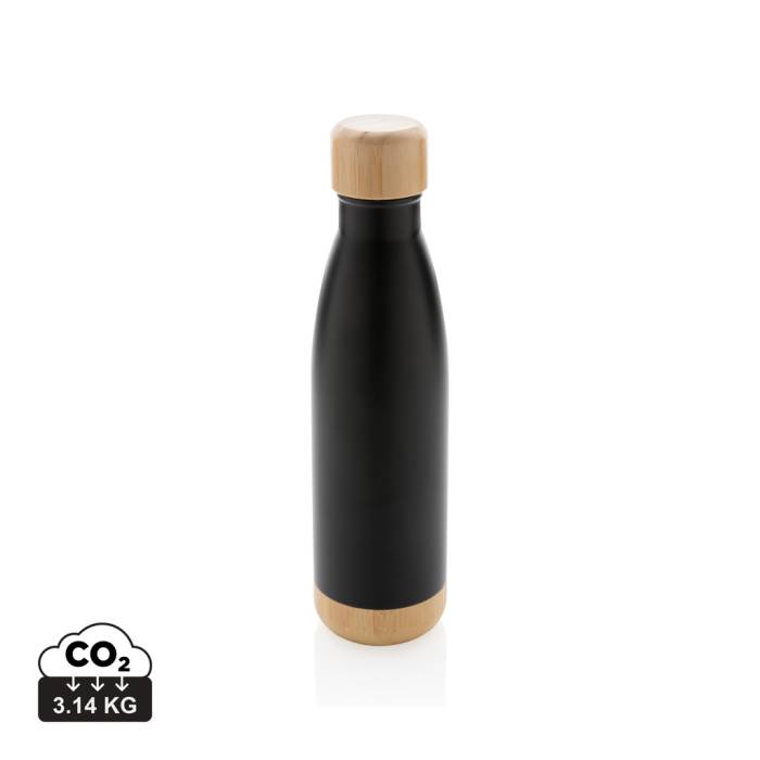 Vákuum rozsdamentes acél palack bambusz alkotóelemekkel - fekete<br><small>XI-P436.791</small>