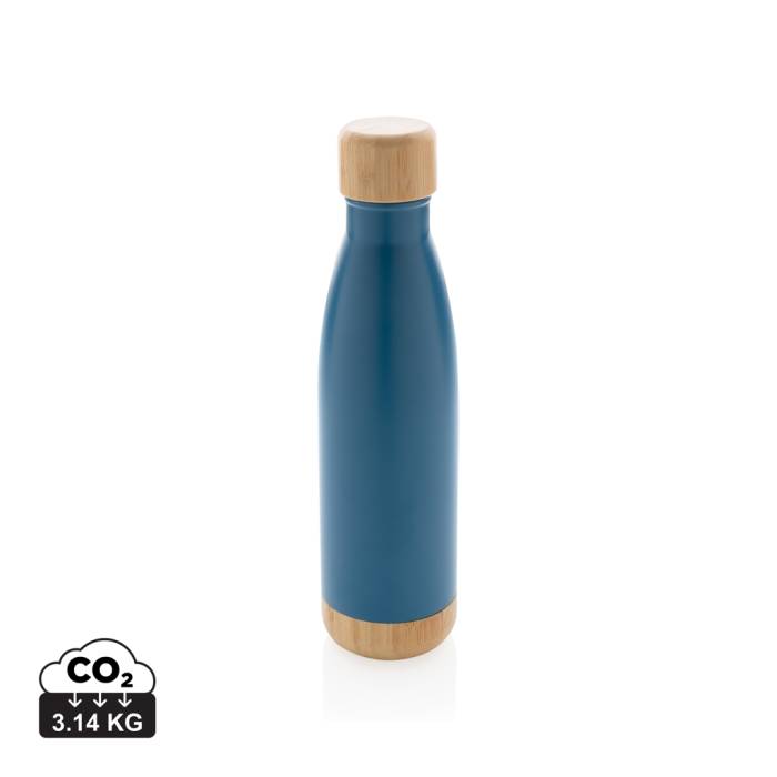 Vákuum rozsdamentes acél palack bambusz alkotóelemekkel - kék<br><small>XI-P436.795</small>