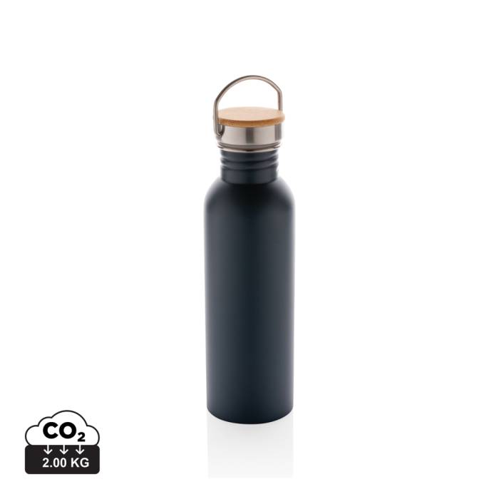 Modern rozsdamentes acél palack bambusz fedéllel - kék<br><small>XI-P436.835</small>