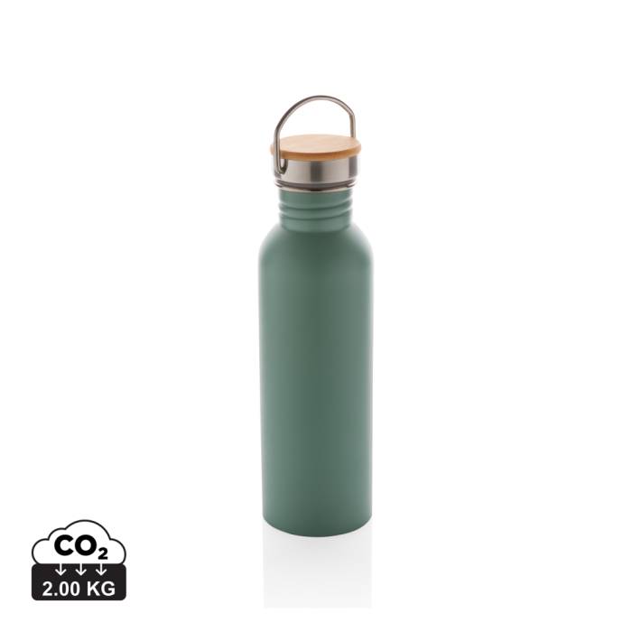 Modern rozsdamentes acél palack bambusz fedéllel - zöld<br><small>XI-P436.837</small>