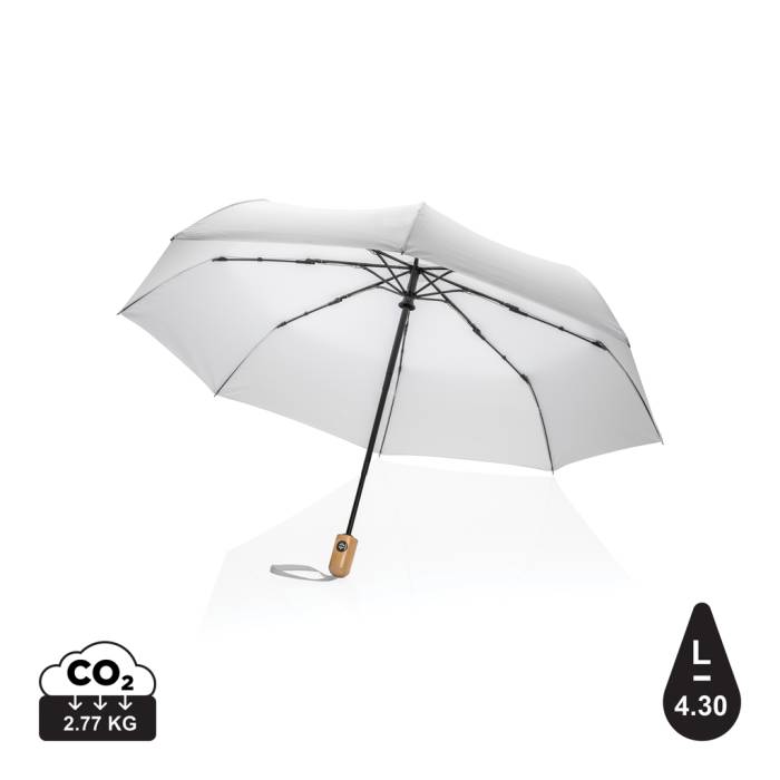 21`-es Impact AWARE™ RPET automata bambusz esernyő 190T - fehér<br><small>XI-P850.613</small>