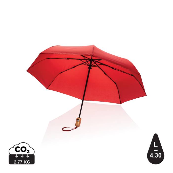 21`-es Impact AWARE™ RPET automata bambusz esernyő 190T - piros<br><small>XI-P850.614</small>