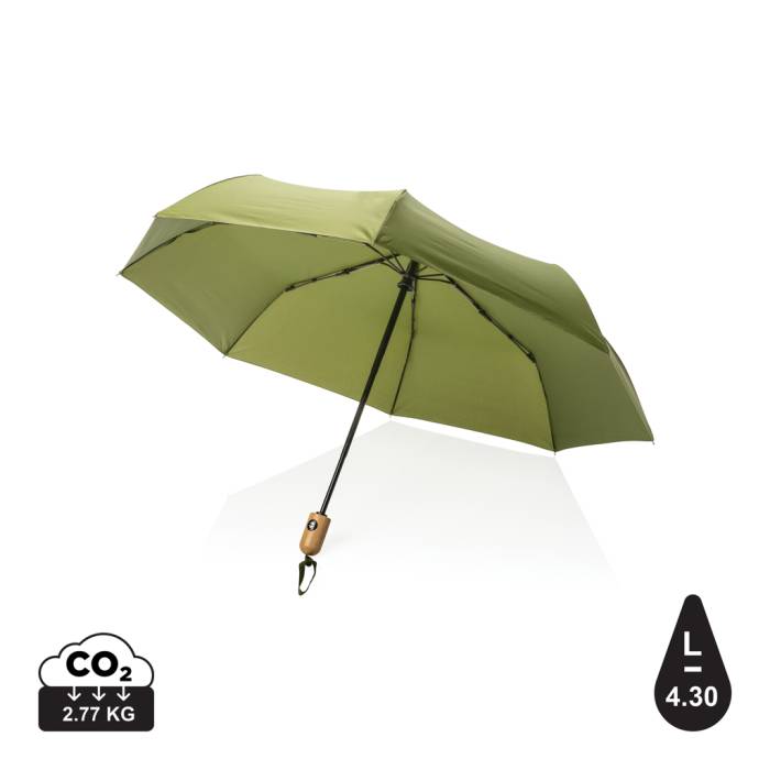 21`-es Impact AWARE™ RPET automata bambusz esernyő 190T - zöld<br><small>XI-P850.617</small>
