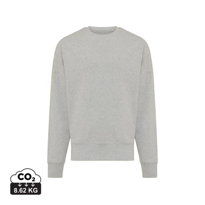 Iqoniq Kruger relaxed újrah. pamut pulóver kerek nyakkivág - heather grey...<br><small>XI-T9302.013.L</small>