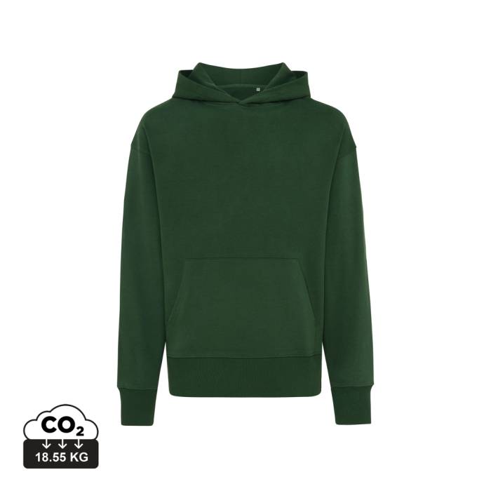 Iqoniq Yoho relaxed újrahasznosított pamut kapucnis pulóve - forest green...<br><small>XI-T9402.005.L</small>