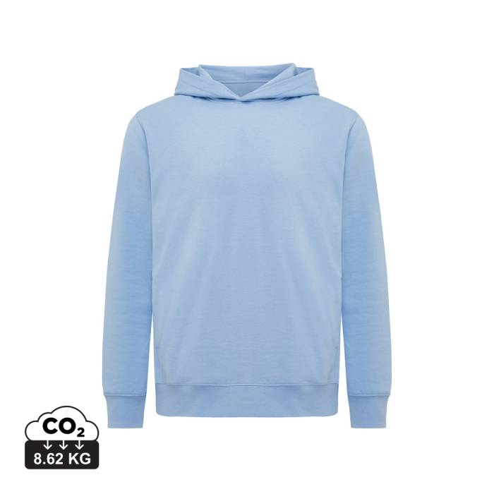 Iqoniq Yengo újrah. pamut kapucnis pulóver oldalsó zsebekk - sky blue...<br><small>XI-T9405.022.L</small>