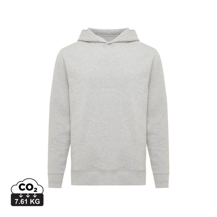 Iqoniq Yengo újrah. pamut kapucnis pulóver oldalsó zsebekk - light heather grey...<br><small>XI-T9405.032.4XL</small>