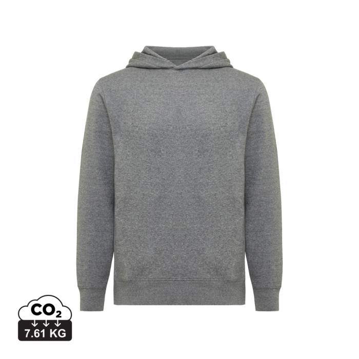 Iqoniq Yengo újrah. pamut kapucnis pulóver oldalsó zsebekk - light heather anthracite...<br><small>XI-T9405.034.L</small>