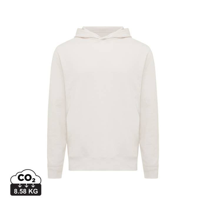 Iqoniq Yengo újrah. pamut kapucnis pulóver oldalsó zsebekk - ivory white...<br><small>XI-T9405.040.L</small>