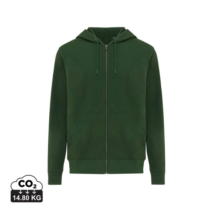 Iqoniq Abisko újrahaszn. pamut cipzáras kapucnis pulóver - forest green...<br><small>XI-T9600.005.M</small>