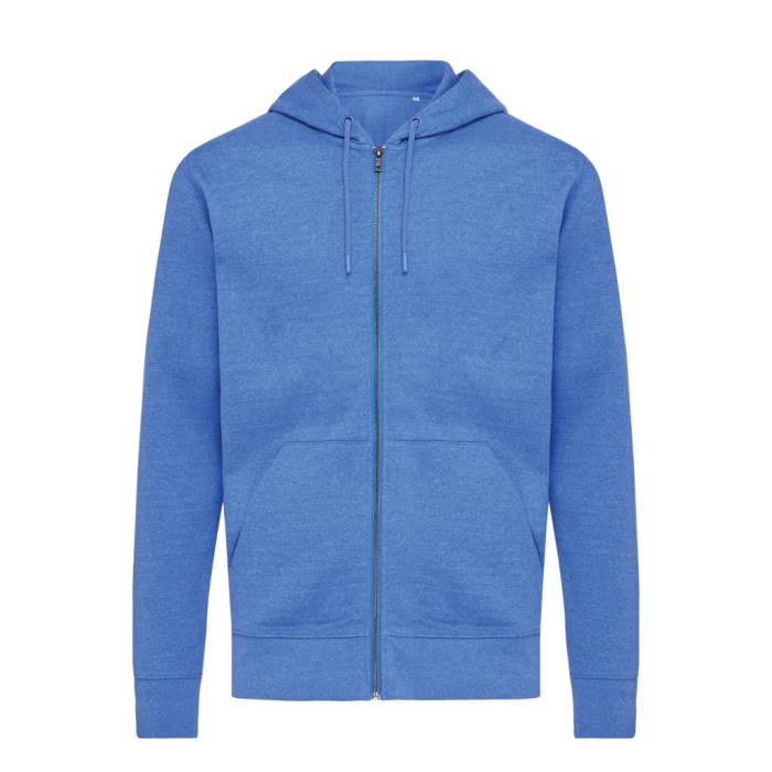 Iqoniq Abisko újrahaszn. pamut cipzáras kapucnis pulóver - heather blue...<br><small>XI-T9600.024.XL</small>