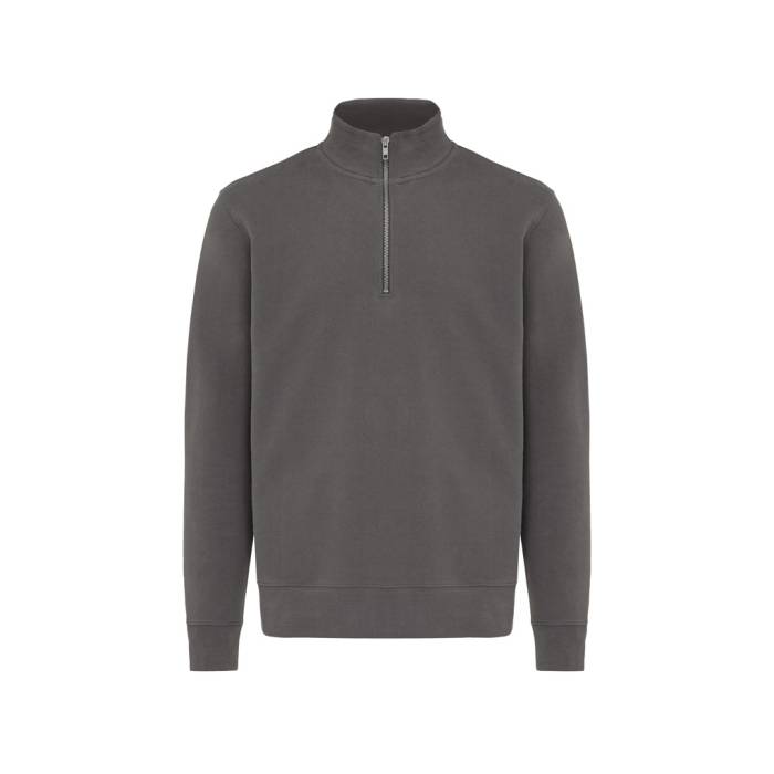 IQONIQ Elgon újrahaszn. pamut negyed cipzáras pulóver - kőszén<br><small>XI-T9601.019.L</small>
