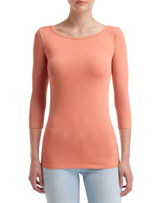 NŐI STRETCH 3/4 UJJÚ PÓLÓ - Terracotta, #E3775E<br><small>UT-anl2455te-xl</small>