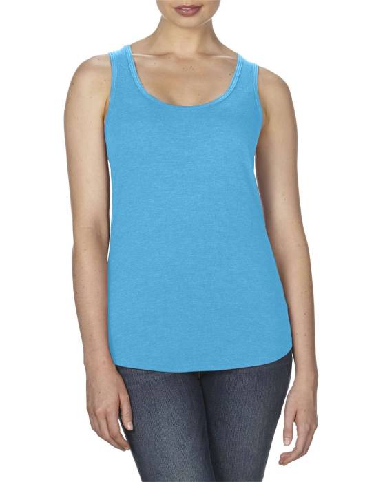 NŐI TRI-BLEND RACERBACK TRIKÓ - Heather Caribbean Blue, #00AFD7<br><small>UT-anl6751hcbb-l</small>