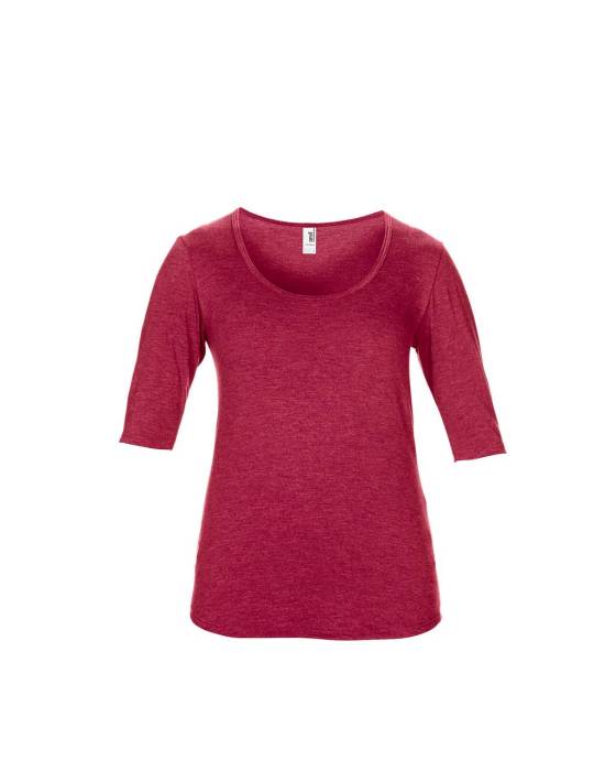 NŐI TRI-BLEND DEEP SCOOP 1/2 UJJÚ PÓLÓ - Heather Red, #BF0D3E<br><small>UT-anL6756hre-s</small>