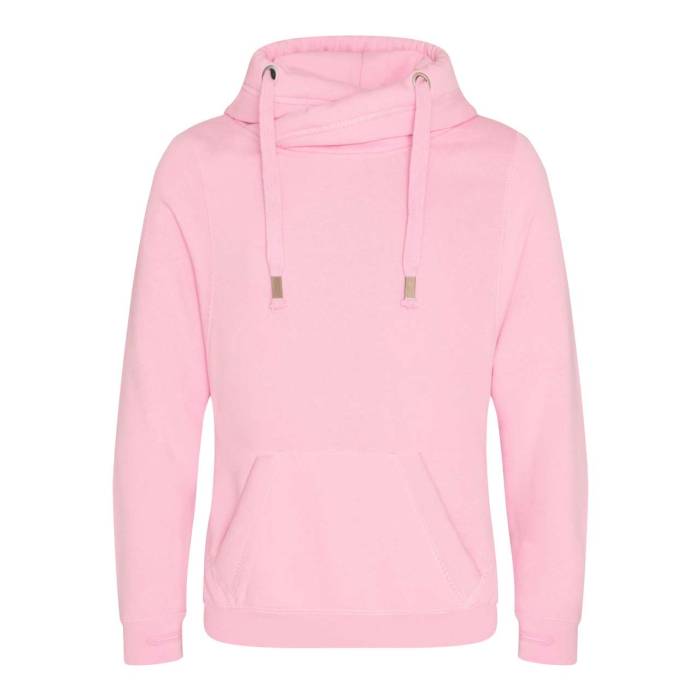 CROSS NECK HOODIE - Baby Pink, #F5B6CD<br><small>UT-awjh021bbp-l</small>