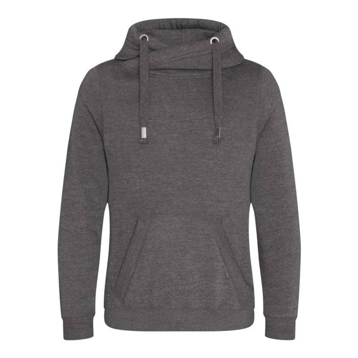 CROSS NECK HOODIE - Charcoal, #51545D<br><small>UT-awjh021ch-2xl</small>