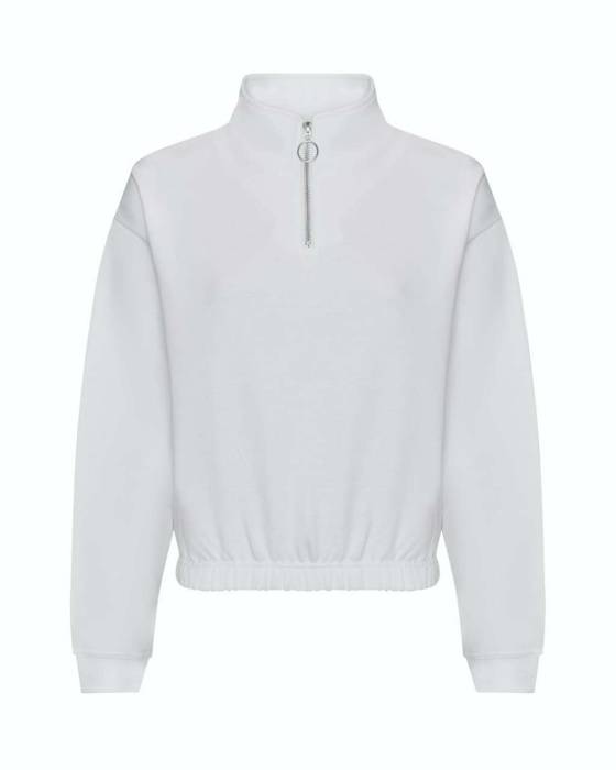WOMEN`S CROPPED 1/4 ZIP SWEAT - Arctic White, #FFFFFF<br><small>UT-awjh037awh-l</small>