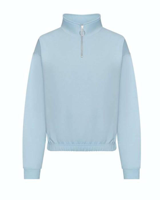 WOMEN`S CROPPED 1/4 ZIP SWEAT - Sky Blue, #B8CCEA<br><small>UT-awjh037sb-m</small>