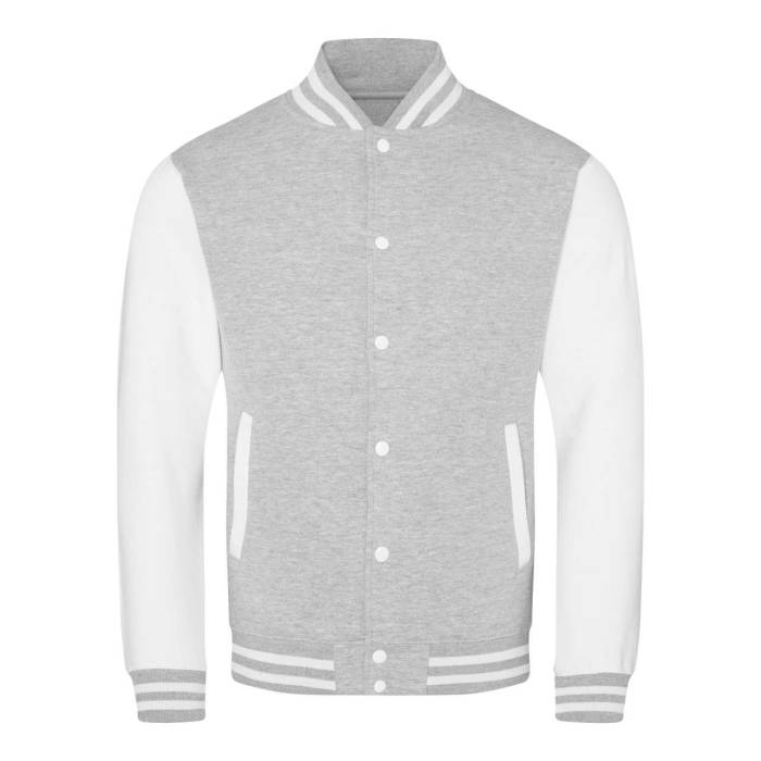 VARSITY JACKET - Heather Grey/White, #A2AAAD/#FFFFFF<br><small>UT-awjh043hgr/wh-2xl</small>