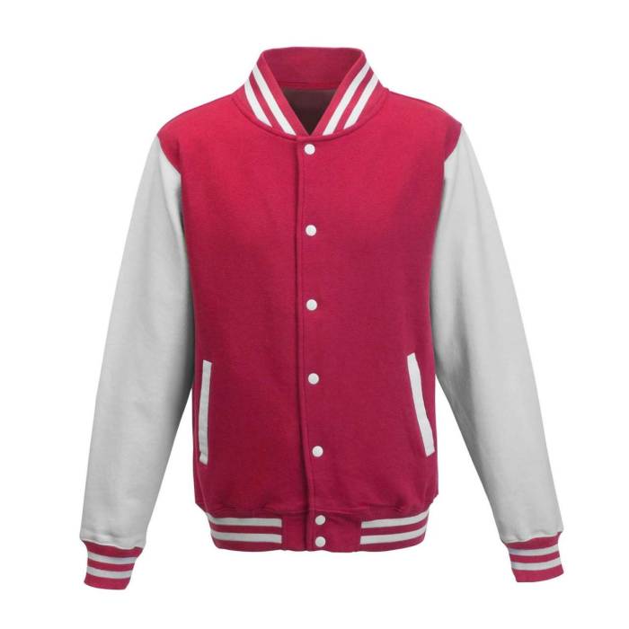 VARSITY JACKET - Hot Pink/White, #CE0F69/#FFFFFF<br><small>UT-awjh043hp/wh-2xl</small>
