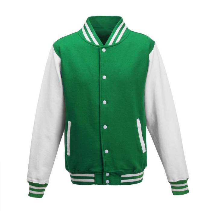 VARSITY JACKET - Kelly Green/Arctic White, #009A44/#FFFFFF<br><small>UT-awjh043kl/awh-l</small>