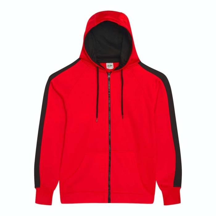 SPORTS POLYESTER ZOODIE - Fire Red/Jet Black, #BA0C2F/#212322<br><small>UT-awjh066fr/jb-2xl</small>
