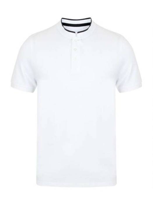 STAND COLLAR STRETCH POLO SHIRT - White/Bright Navy, #FFFFFF/#003366<br><small>UT-fr244wh/bnv-2xl</small>