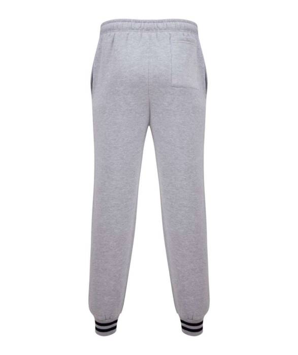 JOGGERS WITH STRIPED CUFFS - Heather Grey/Navy, #A7A7A7/#021426<br><small>UT-fr640hgr/nv-l</small>