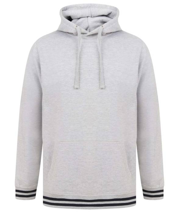 HOODIE WITH STRIPED CUFFS - Heather Grey/Navy, #A7A7A7/#021426<br><small>UT-fr841hgr/nv-2xl</small>