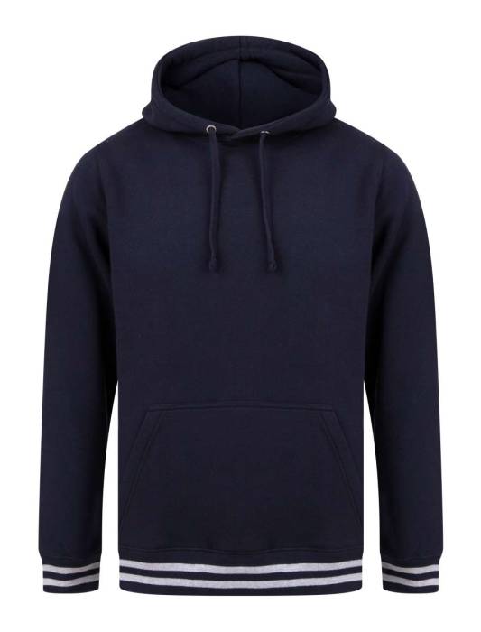 HOODIE WITH STRIPED CUFFS - Navy/Heather Grey, #021426/#A7A7A7<br><small>UT-fr841nv/hgr-l</small>