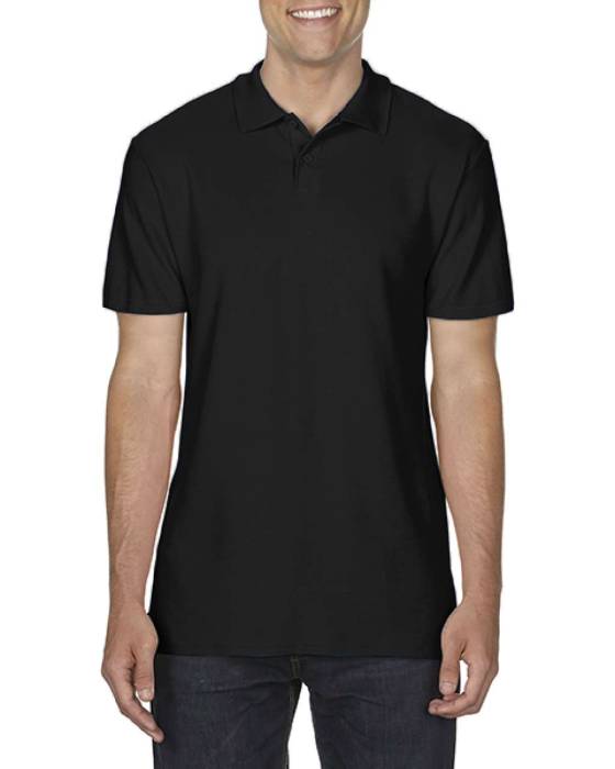 SOFTSTYLE® ADULT DOUBLE PIQUÉ POLO - Black, #25282A<br><small>UT-gi64800bl-2xl</small>