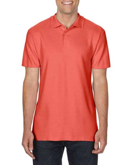 SOFTSTYLE® ADULT DOUBLE PIQUÉ POLO - Bright Salmon, #E5554F<br><small>UT-gi64800bsl-3xl</small>