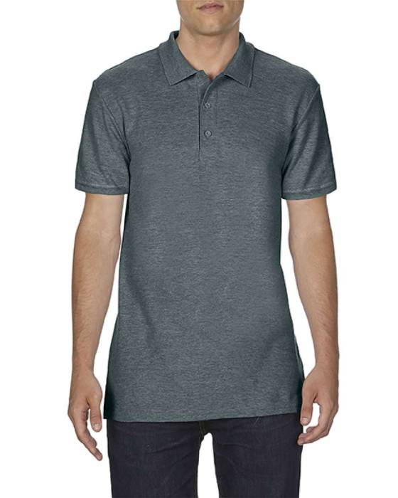 SOFTSTYLE® ADULT DOUBLE PIQUÉ POLO - Dark Heather, #3F4444<br><small>UT-gi64800dh-l</small>