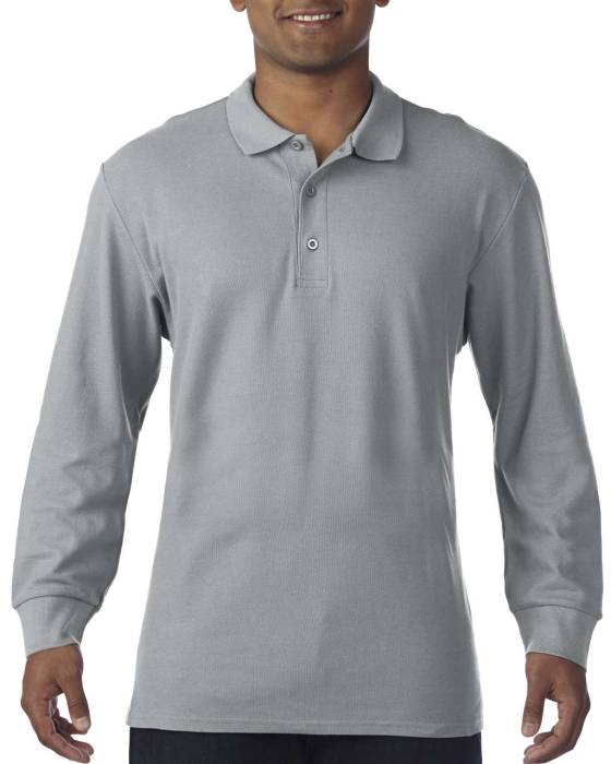 PREMIUM COTTON® ADULT LONG SLEEVE DOUBLE PIQUÉ POLO - RS Sport Grey, #97999B<br><small>UT-gi85900sp-m</small>