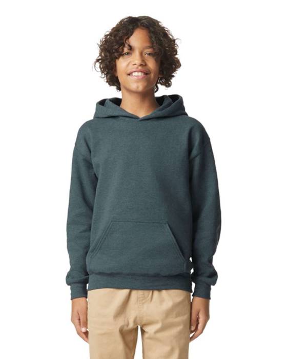 SOFTSTYLE® MIDWEIGHT FLEECE YOUTH HOODIE - Dark Heather, #3F4444<br><small>UT-gibsf500dh-l</small>