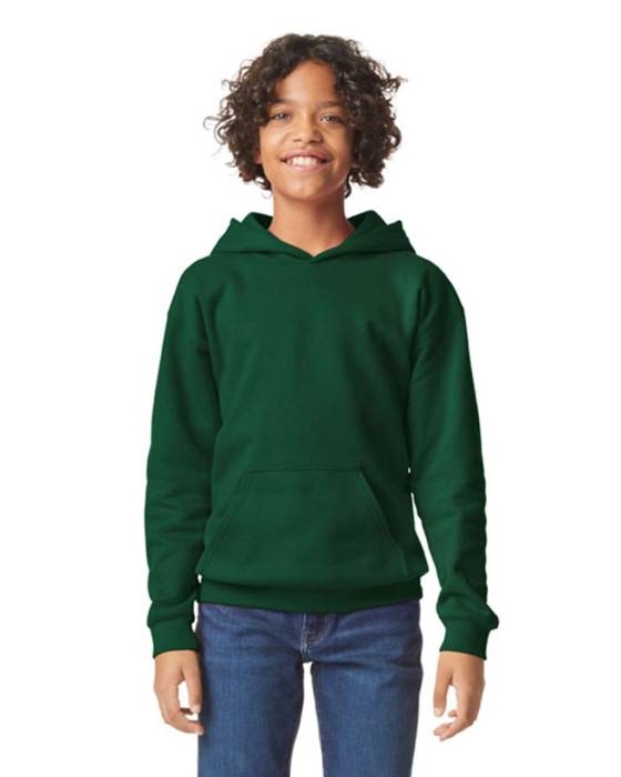 SOFTSTYLE® MIDWEIGHT FLEECE YOUTH HOODIE - Forest Green, #273B33<br><small>UT-gibsf500fo-l</small>