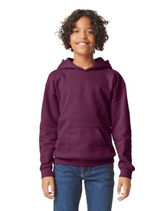 SOFTSTYLE® MIDWEIGHT FLEECE YOUTH HOODIE - Maroon, #5B2B42<br><small>UT-gibsf500ma-l</small>