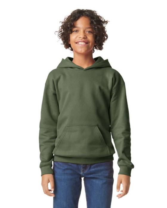 SOFTSTYLE® MIDWEIGHT FLEECE YOUTH HOODIE - Military Green, #63655A<br><small>UT-gibsf500mi-l</small>