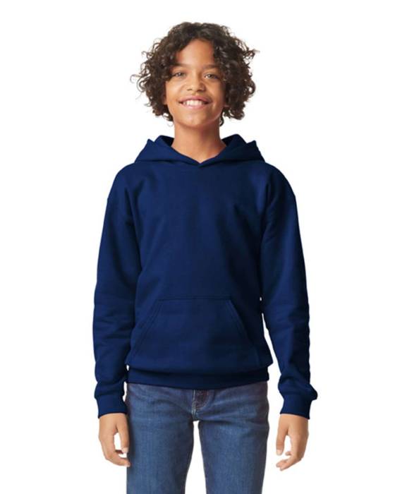 SOFTSTYLE® MIDWEIGHT FLEECE YOUTH HOODIE - Navy, #263147<br><small>UT-gibsf500nv-l</small>