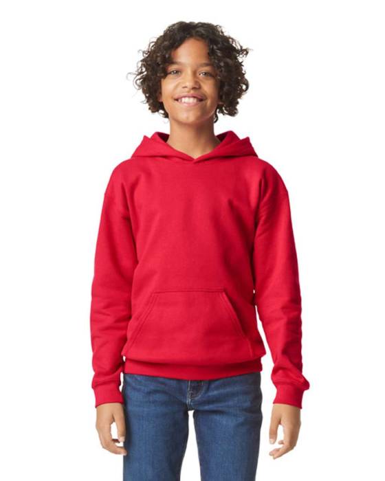 SOFTSTYLE® MIDWEIGHT FLEECE YOUTH HOODIE - Red, #B1302A<br><small>UT-gibsf500re-l</small>