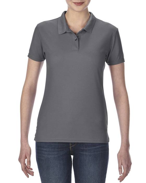 PERFORMANCE® LADIES` DOUBLE PIQUÉ POLO - Charcoal, #66676C<br><small>UT-giL43800ch-m</small>