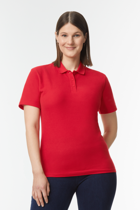 SOFTSTYLE® LADIES' DOUBLE PIQUÉ POLO WITH 3 COLOUR-MATCHED...