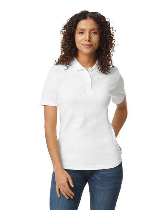 SOFTSTYLE® LADIES` DOUBLE PIQUÉ POLO WITH 3 COLOUR-MATCHED - White, #FFFFFF...<br><small>UT-gil64800-b3wh-2xl</small>