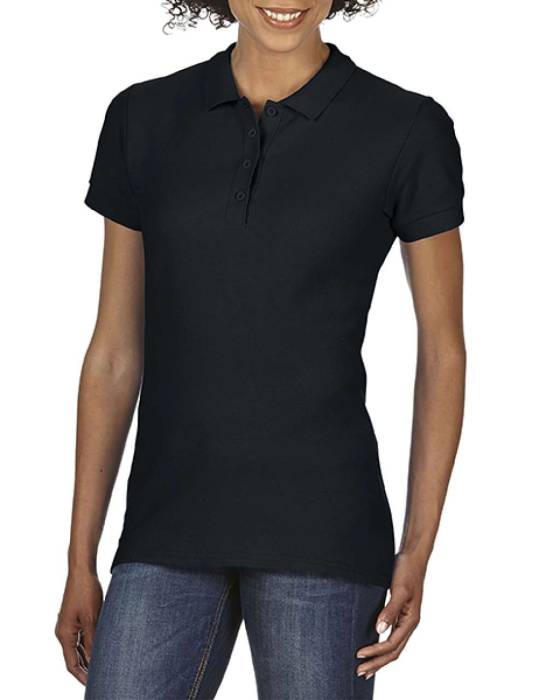 SOFTSTYLE® LADIES` DOUBLE PIQUÉ POLO - Black, #25282A<br><small>UT-giL64800bl-2xl</small>